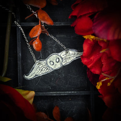 Large Death's head inspired pendant made from sterling silver