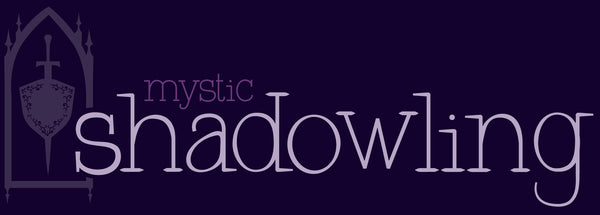Logo for 'mystic shadowling' with a dark background